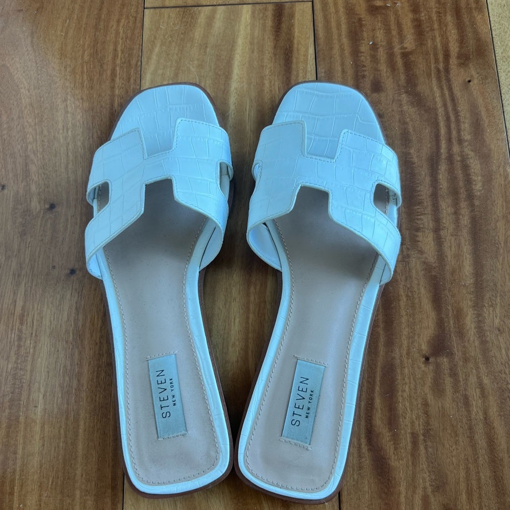 Steven By Steve Madden White Slide Sandals